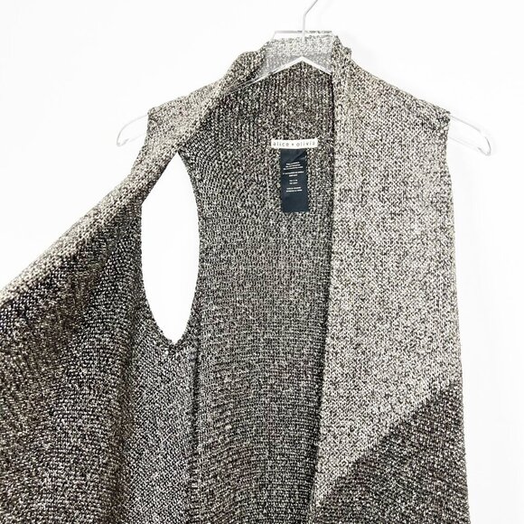 Alice + Olivia Sweater Vest Women's M Black Grey Marled Nessa Long Mixed Knit - Picture 6 of 15